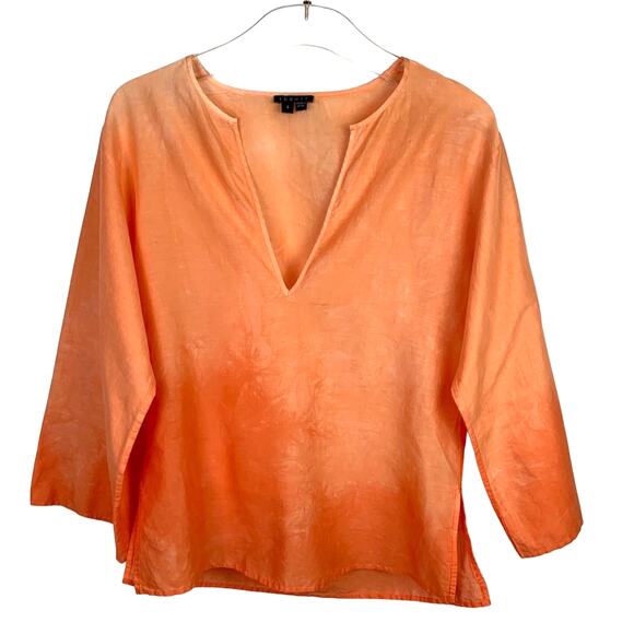 Theory Lightweight Cotton Marasco V-Neck Ombré Top Small - Picture 7 of 7